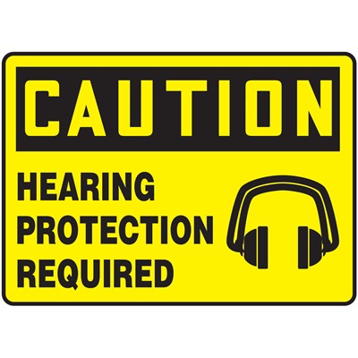  Caution Hearing Protection Required with Graphic Safety Sign
